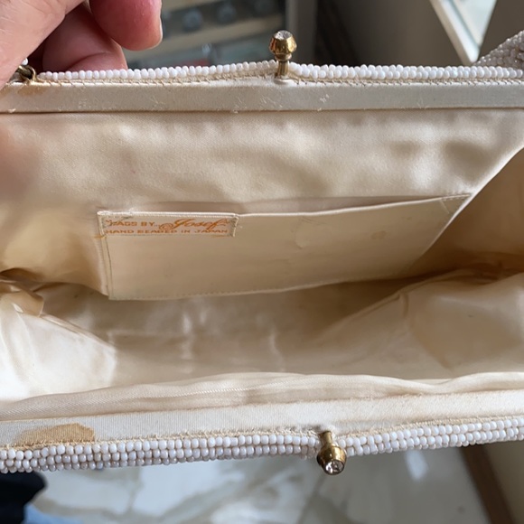 VINTAGE BAG BY JOSEF BEADED JAPAN FLORAL CLUTCH - Picture 6 of 16